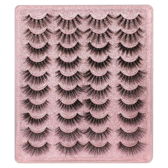 20 Pairs False Eyelashes 3D Faux Mink Lashes Natural Look Wispy Fake Eyelashes 16-20MM Fluffier Volume Long Thick Lashes Pack 5 Styles Mixed