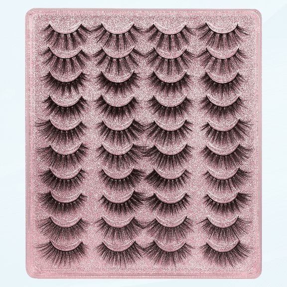 20 Pairs False Eyelashes 3D Faux Mink Lashes Natural Look Wispy Fake Eyelashes ALPHONSE 16-20MM Fluffy Volume Long Thick Lashes Pack 5 Styles Mixed