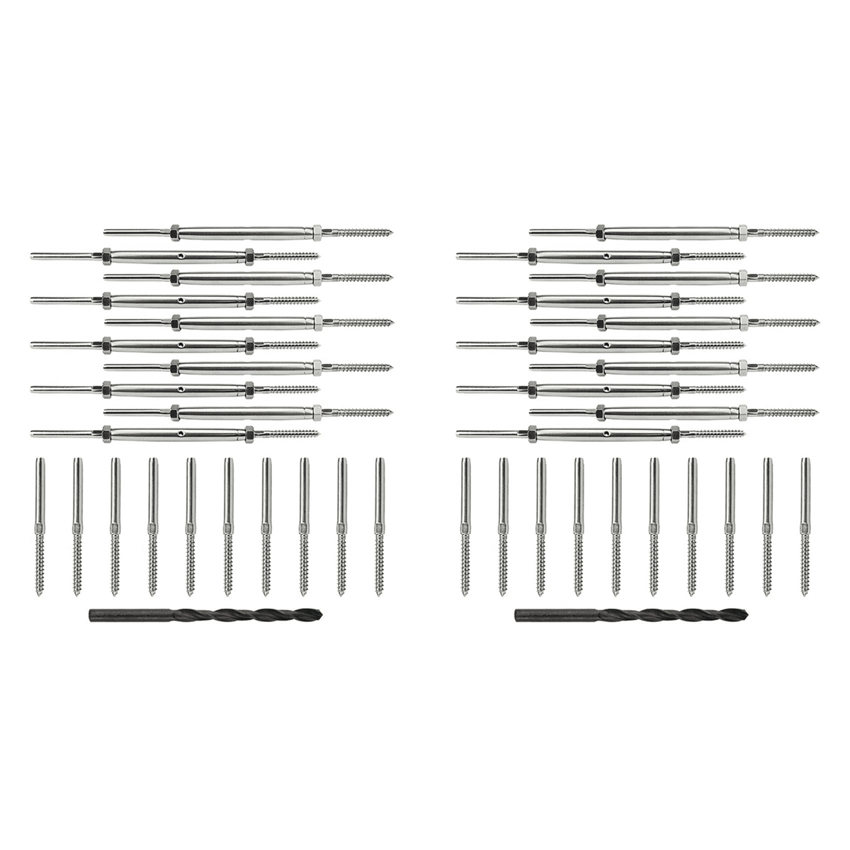 20 Pairs Lag Screw Swage Turnbuckle Tensioner and Lag Screw Stud Fitting for 1/8inch Cable Deck Railing Kit