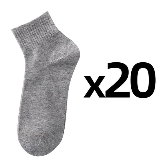 20 Pairs/Lot Men's Business Breathable Cotton Socks Solid Color Black White Casual Simple Versatile Sports Mesh Short Socks