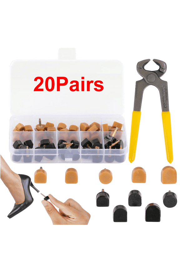 20 Pairs Shoe Heel Repair Set, 5 Different Sizes Heel Tips for High Heel Shoes Replacement Parts, High Heel Replacement Tips for Women