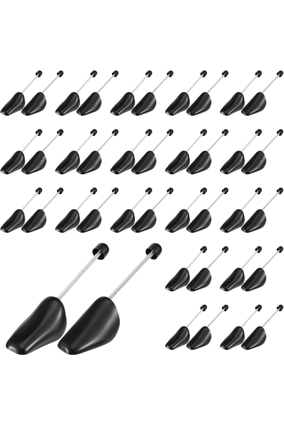 20 Pairs Shoe Trees for Men, Spring-Loaded Plastic Shoe Stretchers & Shapers to Prevent Creases, Fit Men's US Size 5-13 Sneakers, Boots, Dress Shoes (Black)