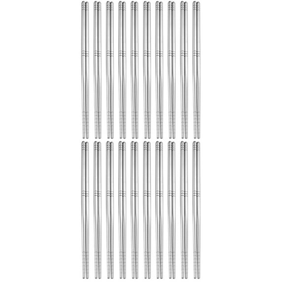 CIMAXIC Silver Reusable Ramen Chopsticks Stainless Steel for Kitchen Use 20Pairs