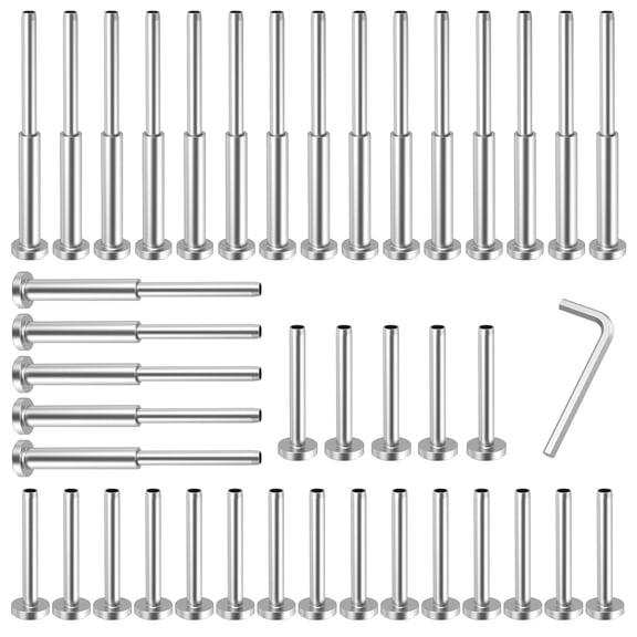 20 Pairs T316 Invisible Cable Railing Kit, 1/8" Invisible Receiver and Swage Stud End for Cable Railing Deck Stair Railing Threaded End Fitting Receiver Terminal for 2x2, 4x4 Wood Metal Post