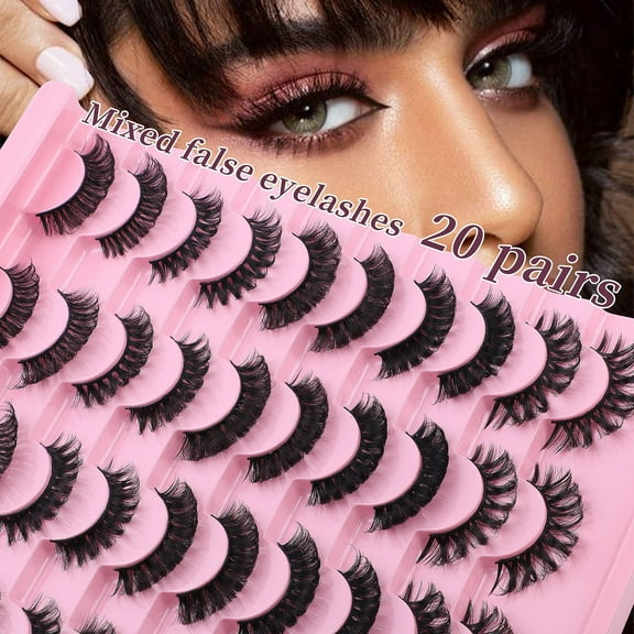 20 Pairs Thick Mixed Russian Curl Lashes - Realistic False Eyelashes for Daily Wear & Special Occasions