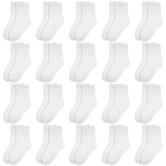 20 Pairs Toddler Kids Crew Socks - Boys Girls Athletic Mid Calf Cut for School, 1-13 Years