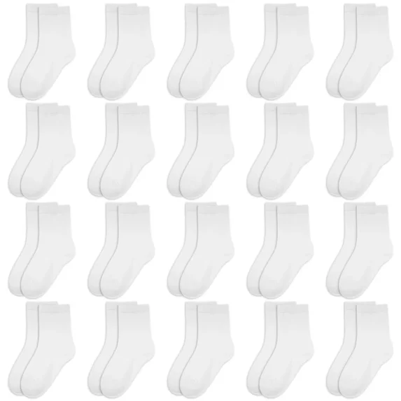 20 Pairs Toddler Kids Crew Socks - Boys Girls Athletic Mid Calf Cut for School, 1-13 Years