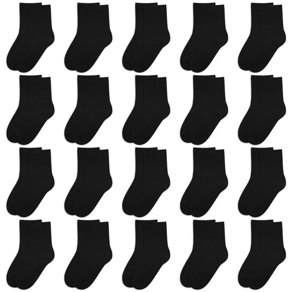 20 Pairs Toddler Kids Crew Socks - Boys Girls Athletic Mid Calf Cut for School, 1-13 Years