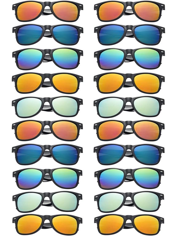 20 Pairs Wholesale Sunglasses for Men Women in Bulk Retro 70s 90s Adult Cheap Glasses (20Mirror)