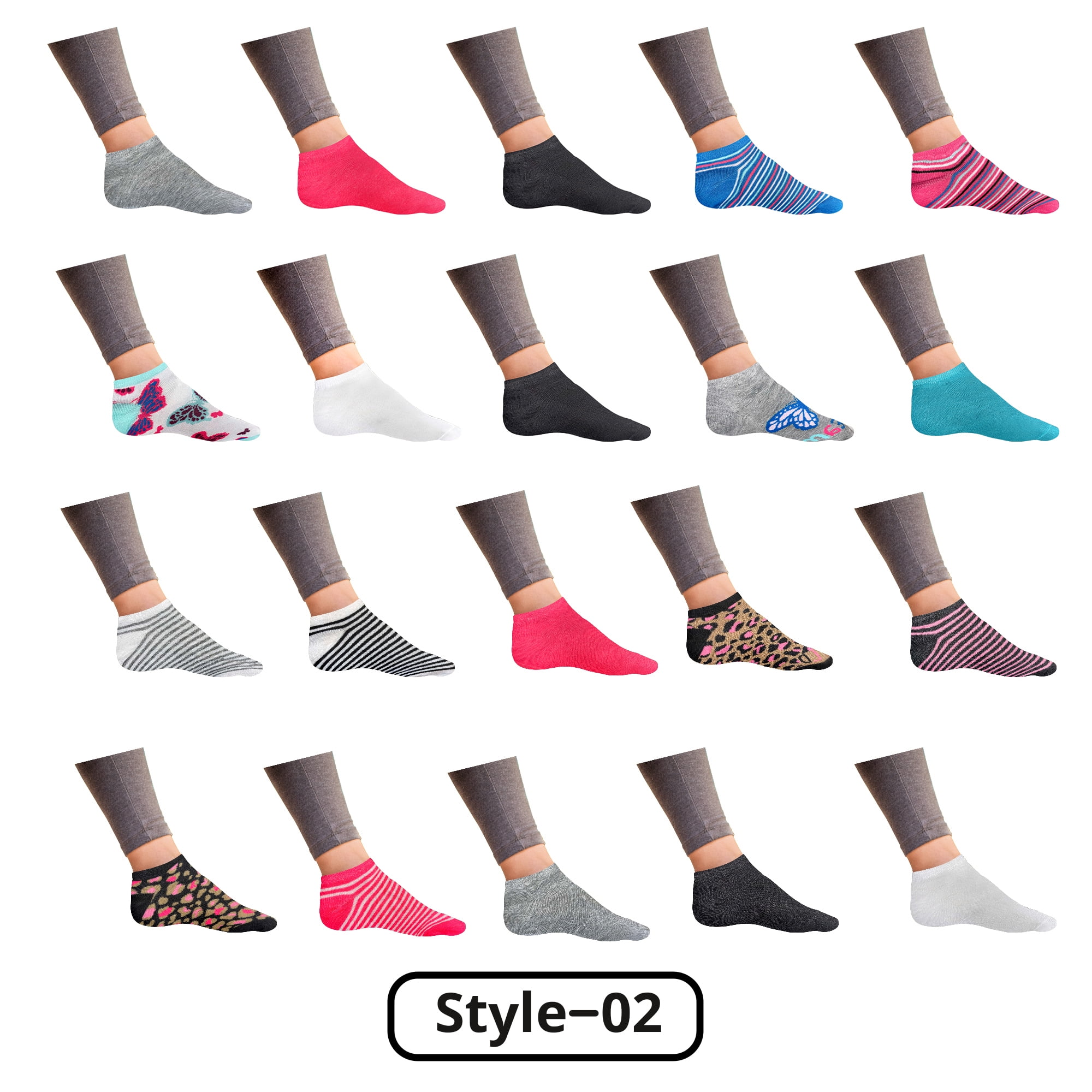 20Pairs Women’s Breathable Stylish Colorful Fun No Show Low Cut Ankle