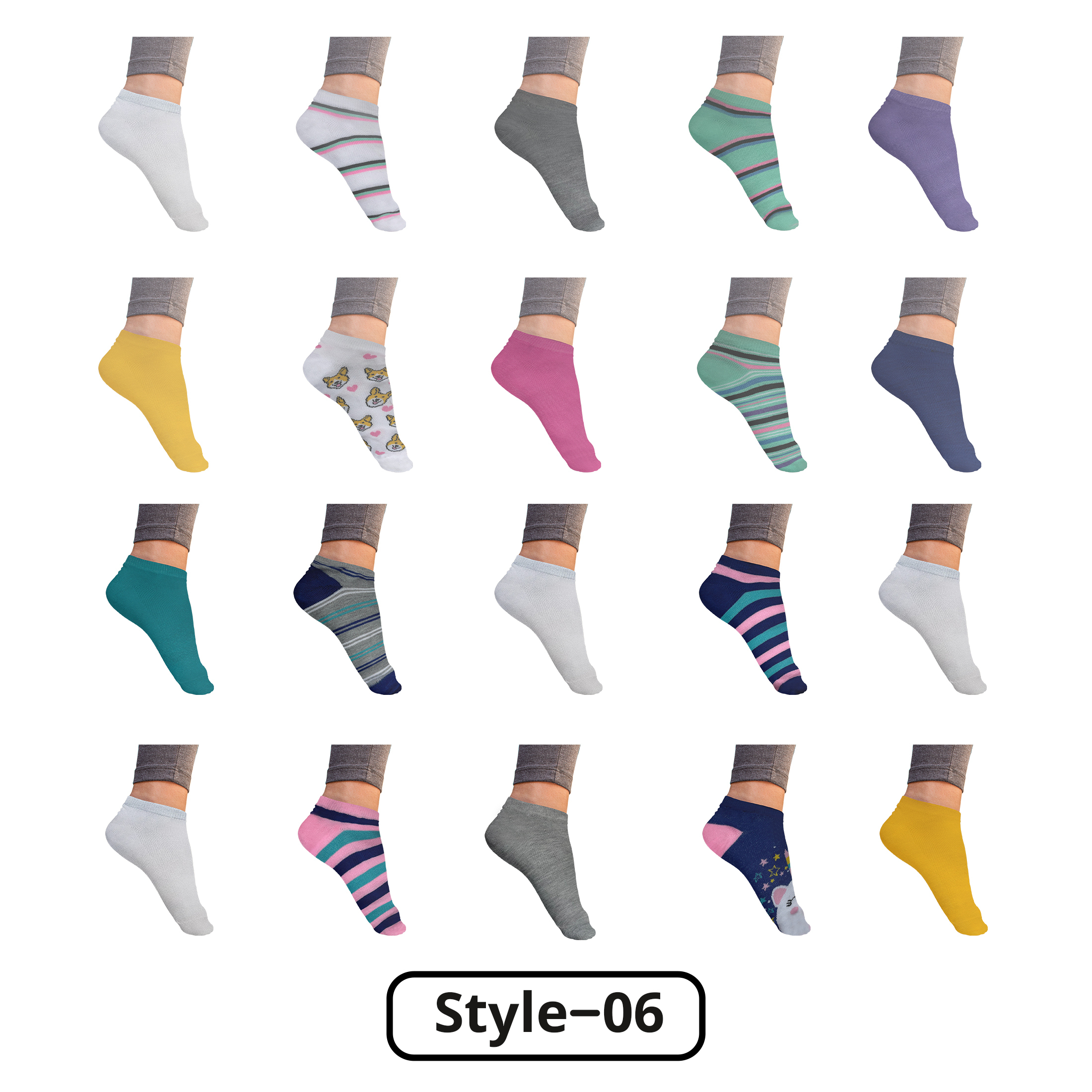20Pairs Women’s Breathable Stylish Colorful Fun No Show Low Cut Ankle