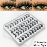 20 Pairs/set Mixed Styles 3D Faux Mink False Eyelashes Wispies Fluffy Natural Long Lashes Extension Beauty Makeup Tools Handmade Soft Thick Lashes Reusable