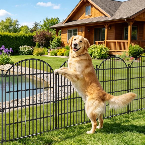20 Panels No Dig Decorative Garden Fence, 33in(H) x 44ft(L) Animal Barrier, Rustproof Metal Temporary Dog Fence for Outdoor Yard, Patio, Flower Bed