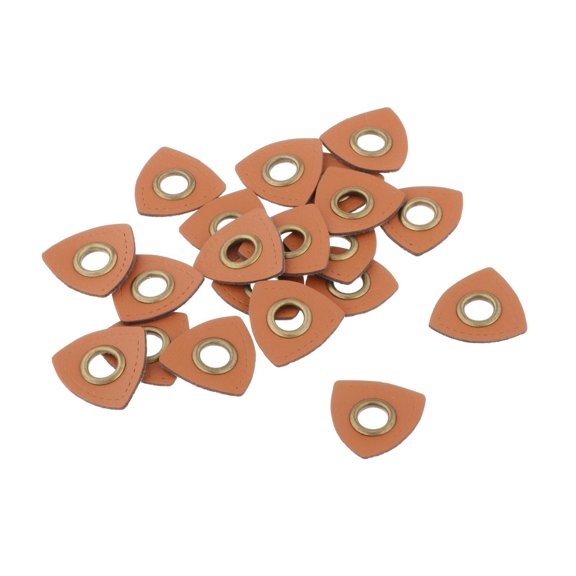 20 Patches for Clothing Sew on PU Leather Badge Metal Grommets Appliques Grommets for Clothing DIY Knit sew patch Label Brown Triangle