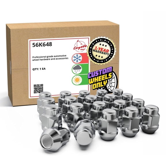 20 Pc 14mm 1.50 14x1.50 Thread Bulge Acorn 1.38 Long Lug Nuts Chrome 13/16" Hex Fits 2015 + Mustang 2005 + Challenger Charger 300C 2011 + Camaro 2018+ Jeep Wrangler