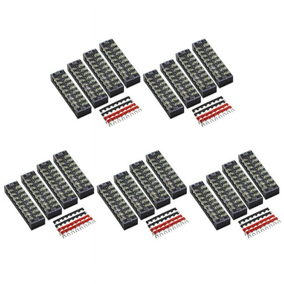 20 Pc 8P Terminal Block, 20 Pc 8P Shorting Bar, TB1505 Flame Retardant Copper Terminal Short-Circuit Terminal