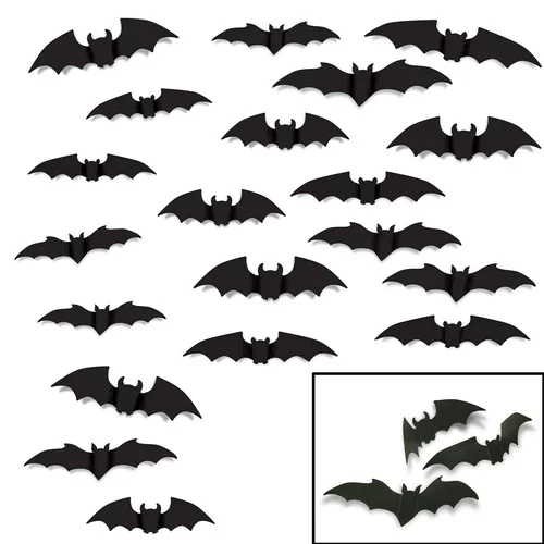 20 Pc Set Halloween Decorations Die Cut Cutouts Bat Silhouettes