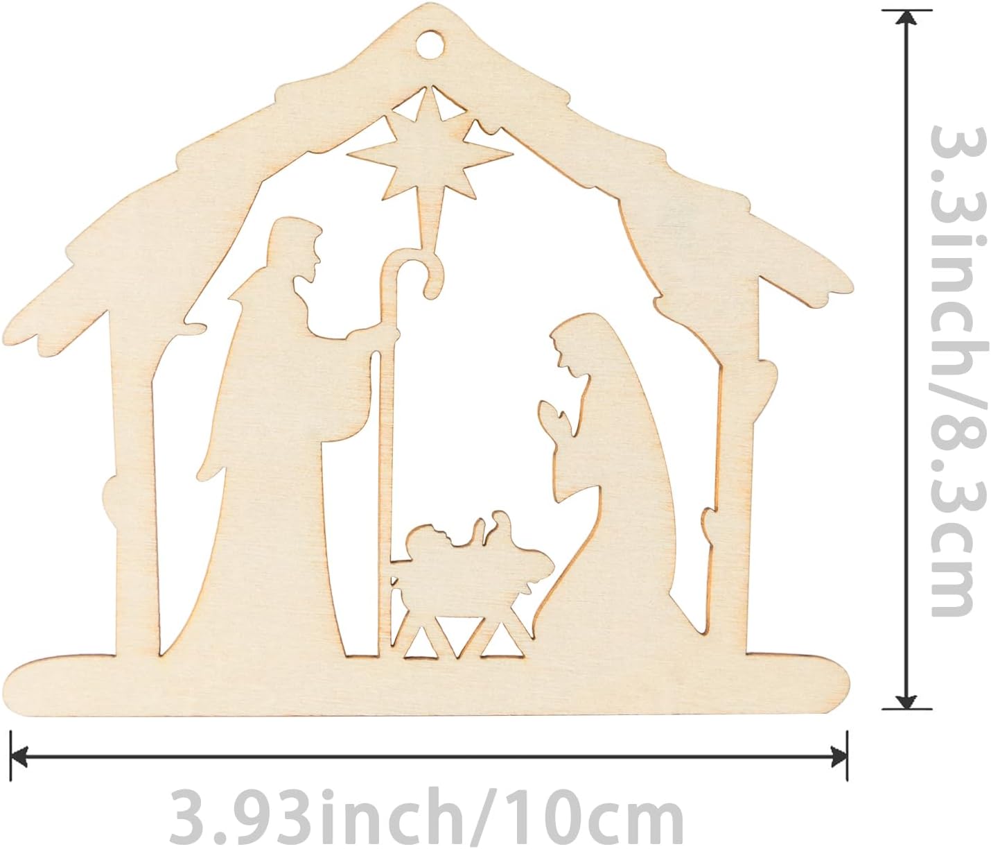 30-Pack 4 Inch Nativity Wood Cutouts - Unfinished DIY Christmas Ornaments & Craft Tags