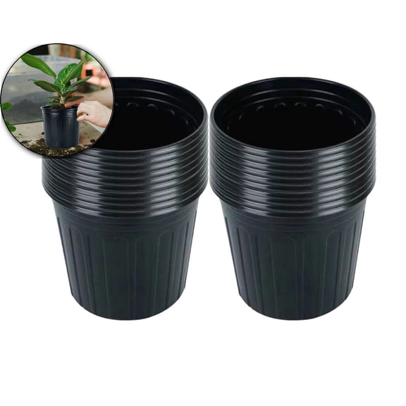 20 Pcs 1.5 Gallon Plant Nursery Pots, Plastic Starter Pot with Drainage Holes, Plastic Plant Pots for Planting, Cuttings, Transplanting, Home Garden