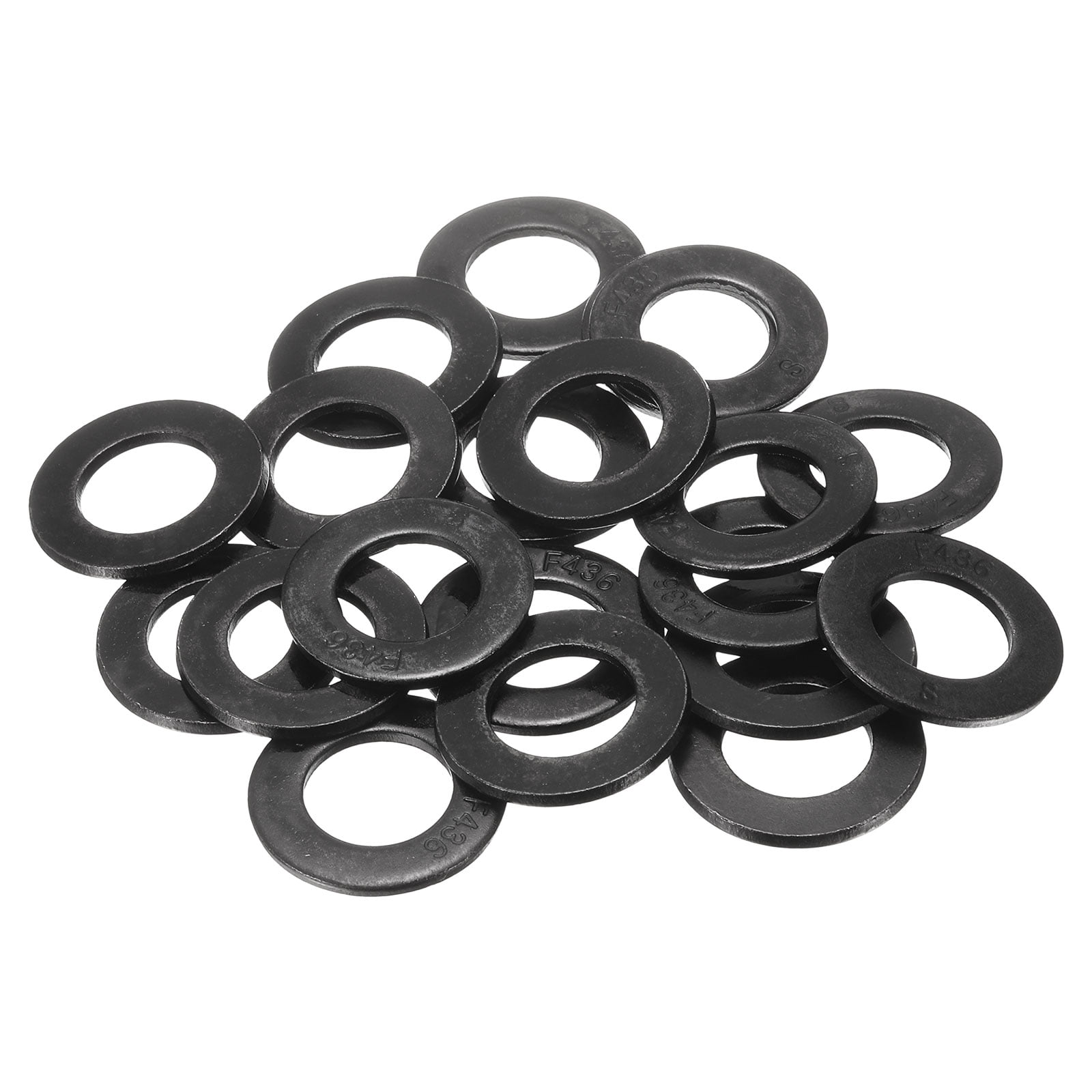 20 Pcs 1" Black Flat Washers, 49mm Outer Diameter, 45 Steel Metal Washer for Screws and Bolts