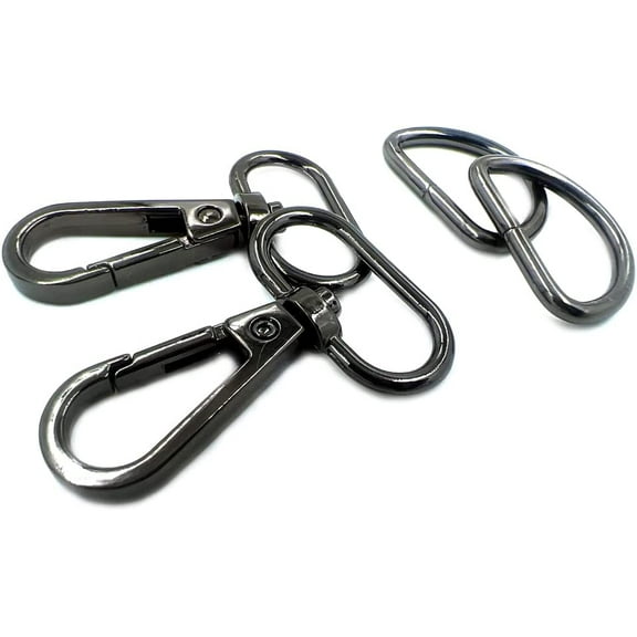20 Pcs 1" Inside Diameter Oval Ring Lobster Clasp Claw Swivel with D-Rings for Strap Push Gate Lobster Clasps Hooks Swivel Snap Fashion Clips (1 inch, Gunmetal)