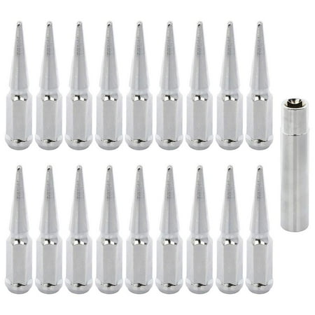 20 Pcs + 1 Key M14x1.5 Chrome Wheel Lug Nuts Fits 2015 2016 2017 Ford Mustang