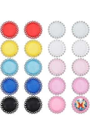 20 Pcs 10 Colors 1.44 Inch Rhinestone Bezel Pendant Trays Plastic Pendant Tray Set Cabochon Pendant Setting for Embroidery DIY Jewelry Making Crafts Projects