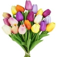 thumbnail image 1 of 20 Pcs 10 Colors Artificial Tulip Flowers Stems Real Touch PU Tulips Multicolor Fake Tulip Bouquets Wedding Easter Spring Floral Arrangements Home Table Decorations, 1 of 5