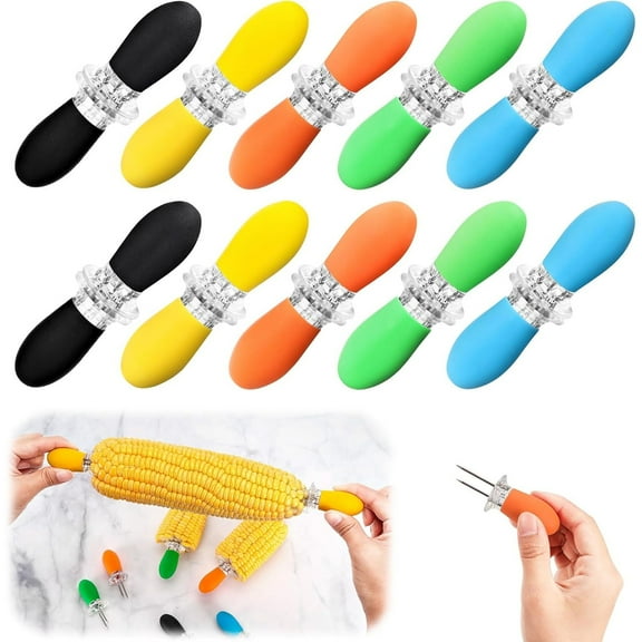 20 Pcs/ 10 Pairs Corn Cob Holders, Interlocking Design Corn Holders, Stainless Steel Corn on the Cob Holders, Corn Holders for Corn on the Cob for BBQ Camping Parties Home Cooking