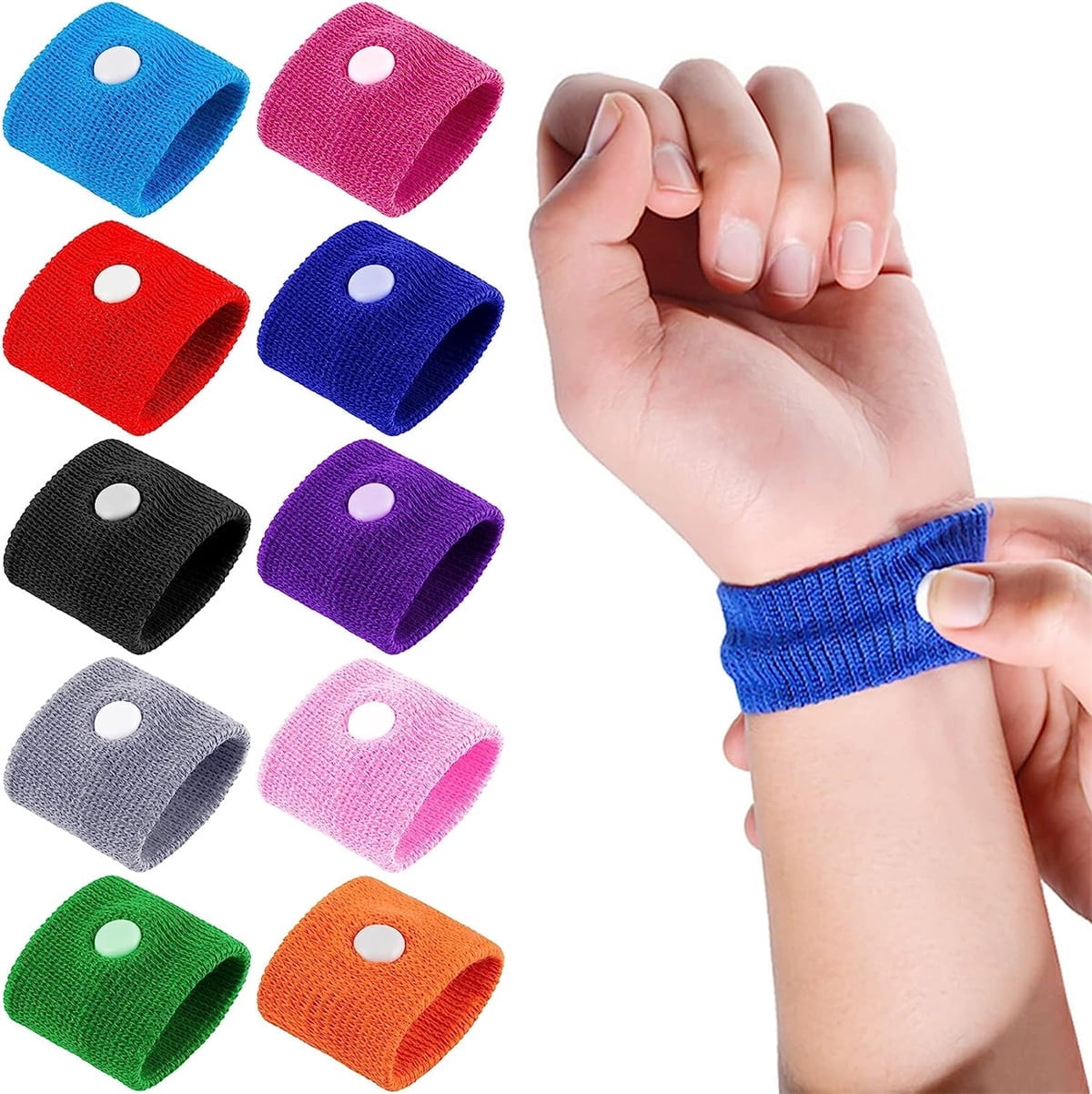 20 Pcs(10 Pairs) Motion Sickness Bands,Travel Sickness Wristbands, Anti
