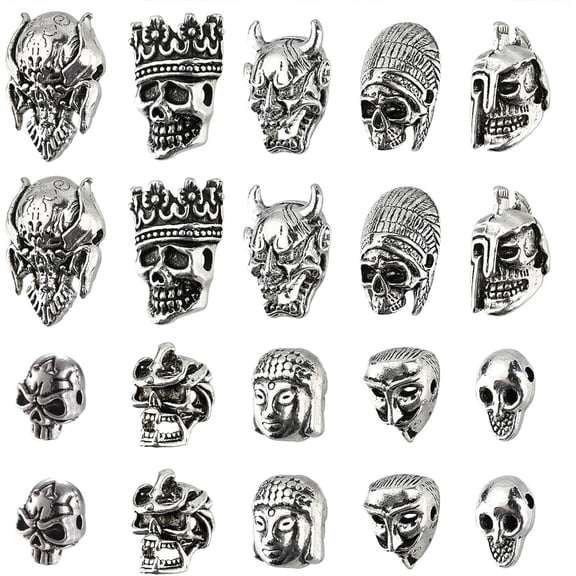 20 Pcs 10 Styles Tibetan Style Alloy Beads - 10 4 Devil 2 Charms for Gothic Punk Silver DIY