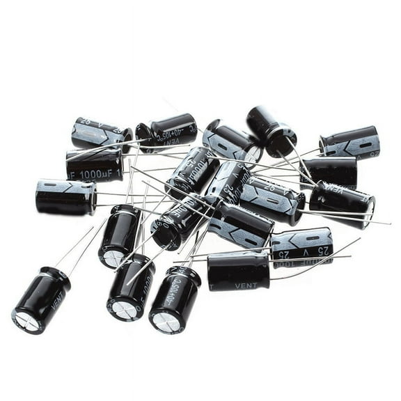 20 Pcs 1000uF 25V 105C Radial Electrolytic Capacitors Black 10x17mm