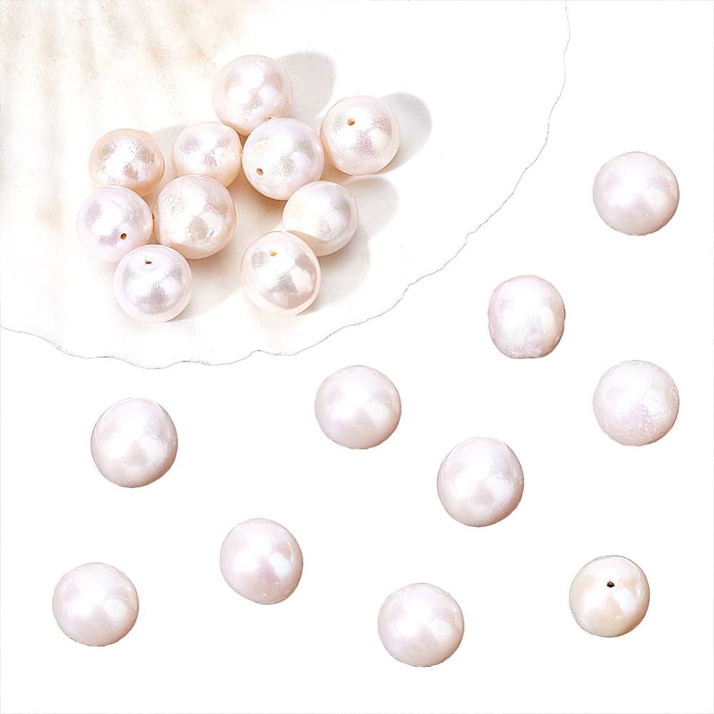 20 Pcs 10mm Natural Cultured Freshwater Pearl Beads Grade A Big Size White Baroque Pearl Beads Round Loose Freshwater Pearl Charms Beads