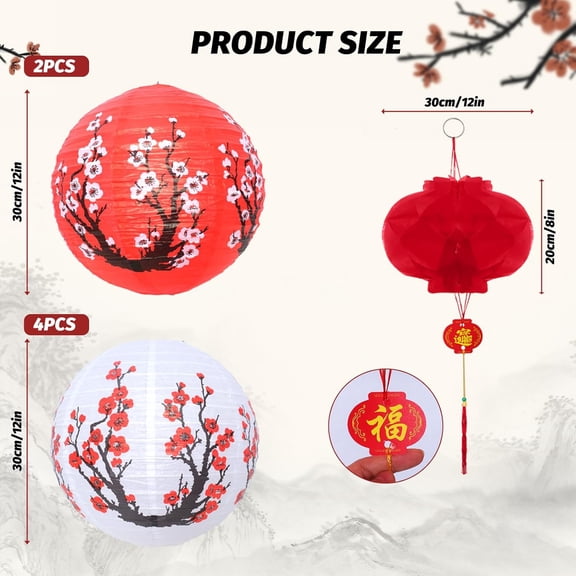 20 Pcs 12 Inch Chinese Japanese Paper Lanterns 8 Inch Chinese Red Paper Lanterns Chinese New Year Japanese Hibachi Party Decorations for Spring Festival, Chinese New Year, Wedding and Restaurant