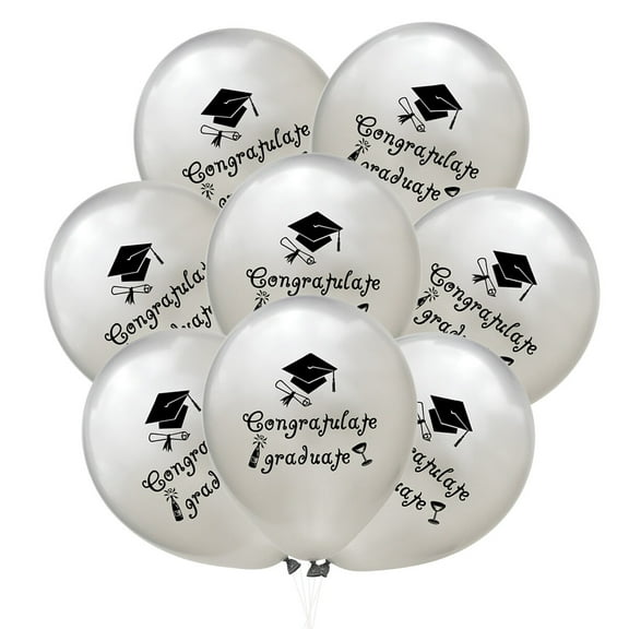 20 Pcs 12 Inch Party Balloons Congratulate Graduate Letter Ballons Inflatable Balloons for Graduation Party Decoration (Silver)