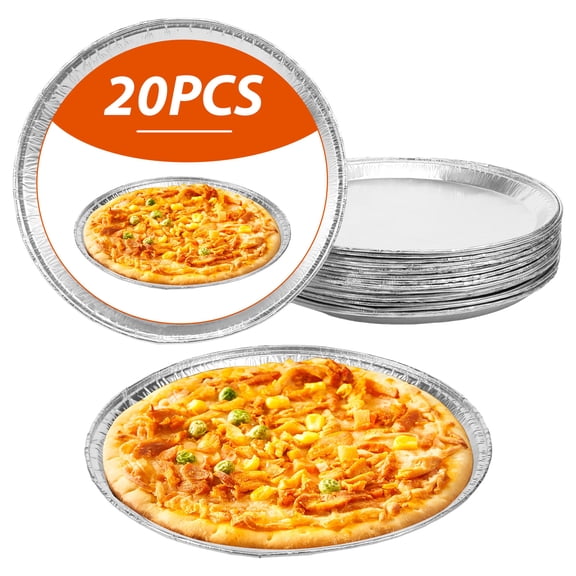 Fkszll 20 Pcs 12 Inch Round Aluminum Foil Pizza Pan Oven Safe Bulk Set for Kitchen Restaurant Holiday