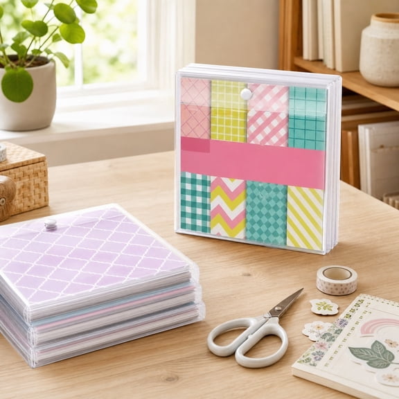 20 Pcs 12x12 Scrapbook Paper Storage Organizer with Closure, Transparent Plastic Craft Paper Storage Bags for Vinyl Sheets, Cardstock, Document Organizer for Home Office Craft Supplies