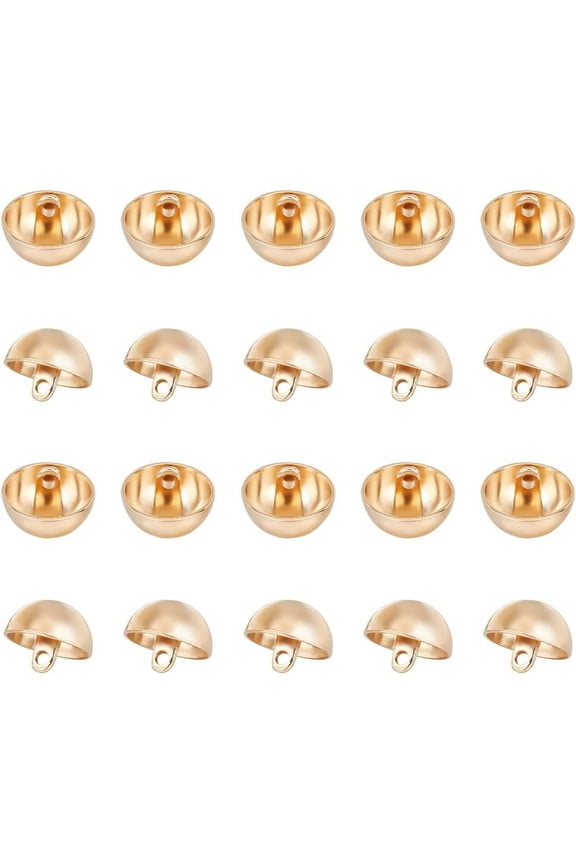 20 Pcs 15mm Diameter Alloy Sewing Buttons Shank Blazer Half Round Sport Woolen Coats Buttons for DIY Craft (Light Gold)
