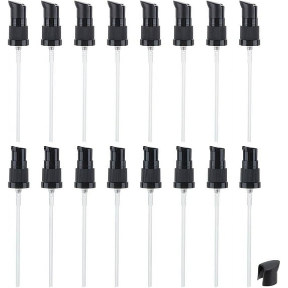 20 Pcs 18/415 Replacement Pump Top Head Black Universal Replacement Pumps with Cover Reusable Dispenser Pump Head for Lotion Essence Foundation Cream Essential Oil