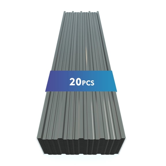20 Pcs 18.9''x72.85'' Grey Corrugated Galvanized Metal Roofing Panels, Waterproof Metal Siding Panels for Outdoor House, Storage, Chicken Coop, Garage and Shed