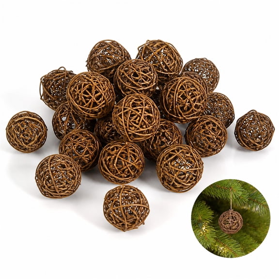20 Pcs 2 Inch Natural Rattan Balls Brown Decorative Wicker Orbs, Artrylin Handcrafted Grapevine Vase Fillers & Table Centerpiece Spheres for Vase, Party, Wedding, Table, Garden Decor