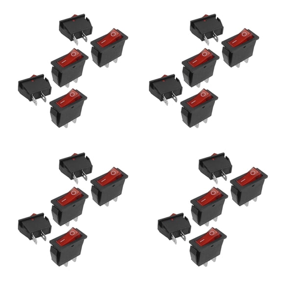 20 Pcs 2 Pin SPST Red Neon Light On/Off Rocker Switch AC 16A/250V 20A/125V