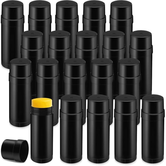 20 Pcs 2 oz/60ml Plastic Empty Deodorant Containers, Round Twist-Up Solid Stick Tube Container, Top Filling Refillable Deodorant Tubes for DIY Solid Deodorants, Shaving Soap Stick, Heel Lotion Balm