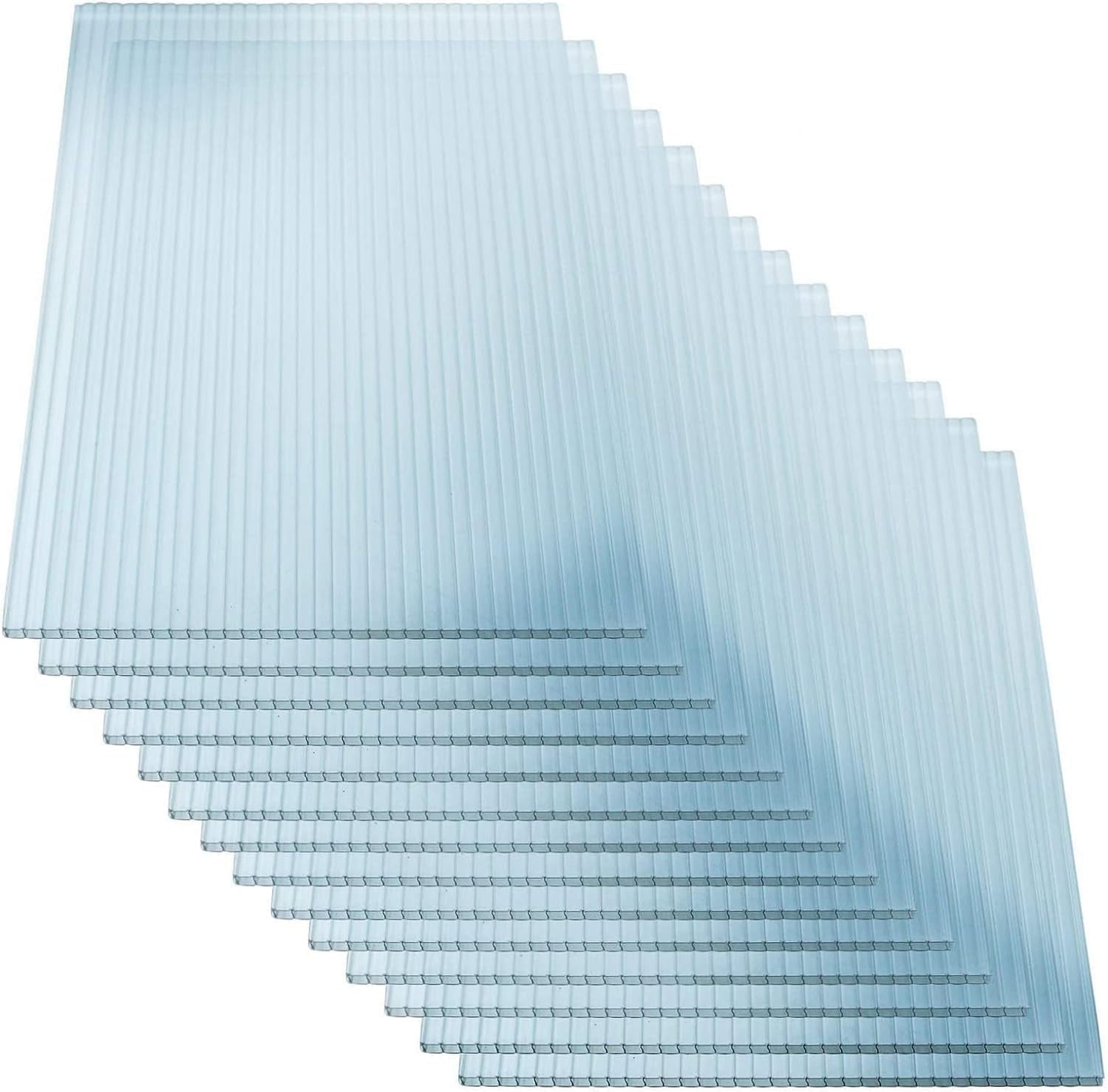 20 Pcs 2' x 4' Polycarbonate Greenhouse Panels, 4mm Twin-Wall, UV Protected, Waterproof, Shatterproof, Clear Reinforced Sheets for Greenhouse & Outdoor Use