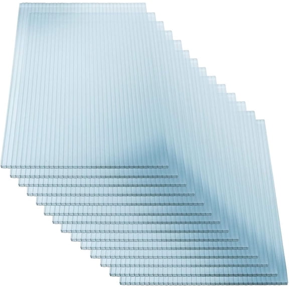 20 Pcs 2' x 4' Polycarbonate Greenhouse Panels, 4mm Twin-Wall, UV Protected, Waterproof, Shatterproof, Clear Reinforced Sheets for Greenhouse & Outdoor Use