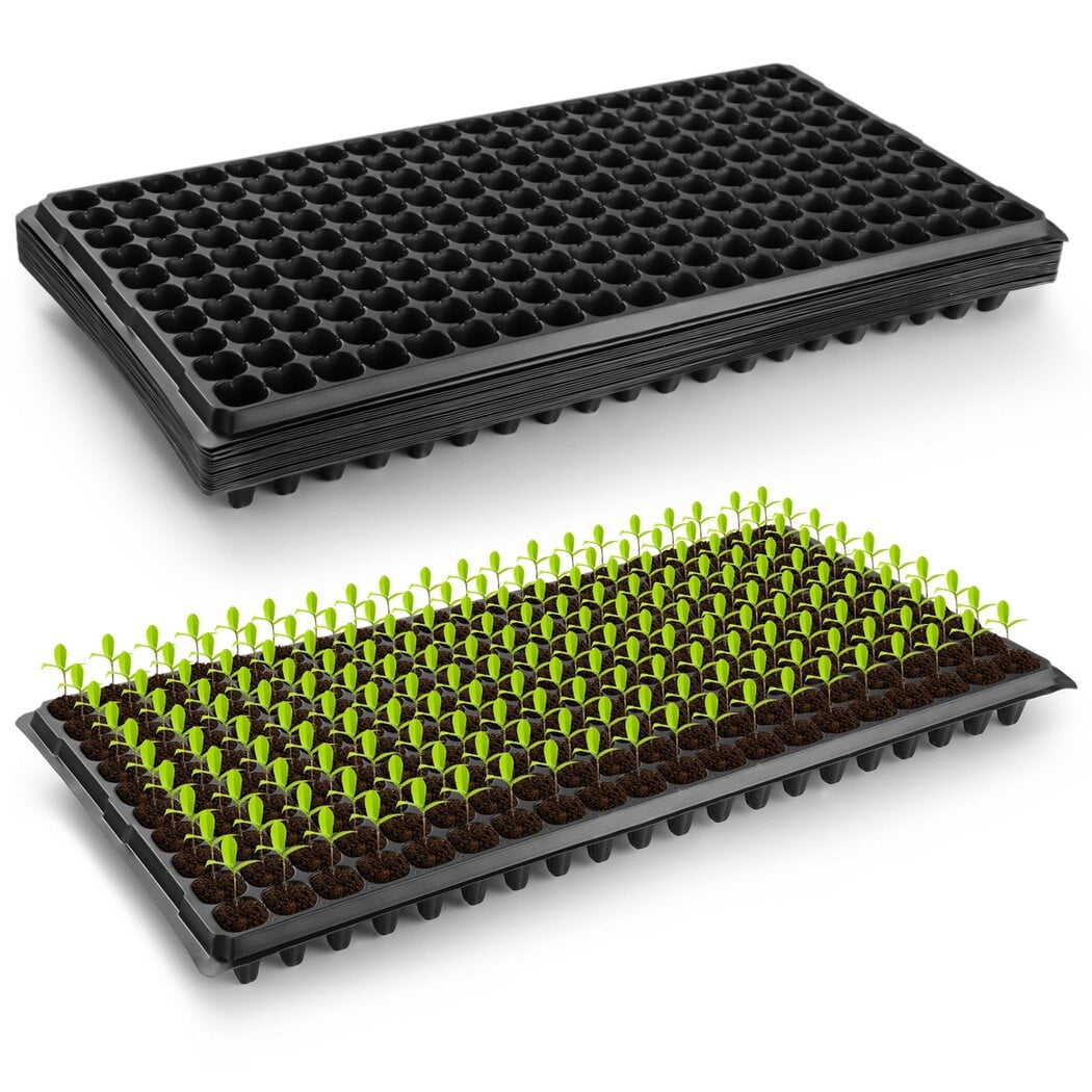 20 Pcs 200 Cell Seed Starter Trays, Plants Growing Trays, PET Seed Started Plug Trays with Drain
