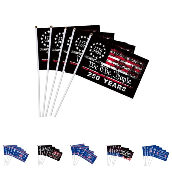 20 Pcs 250th Anniversary USA Small Stick Flags 250 Year American Anniversary Flag Handheld Flag for Outside 4th of July Patriotic Signs Hand Held Flags for Room House Welcome Lawn Backdrop Parade