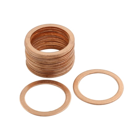 20 Pcs 25mm Inner Dia Copper Washers Flat Sealing Gasket Rings for Cars
