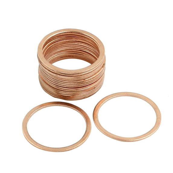 20 Pcs 27mm Inner Dia Copper Washers Flat Sealing Gasket Rings for Cars
