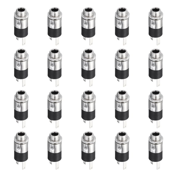 20 Pcs 3.5mm Vertical 3 Pins TRS Stereo Audio Socket Threaded with Round Nut for Audio Headphone Radio